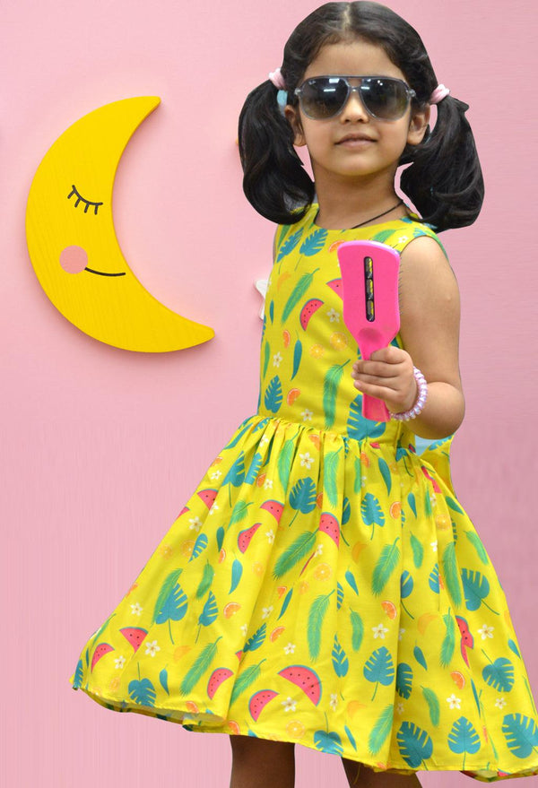 Yellow Summer Print Dress